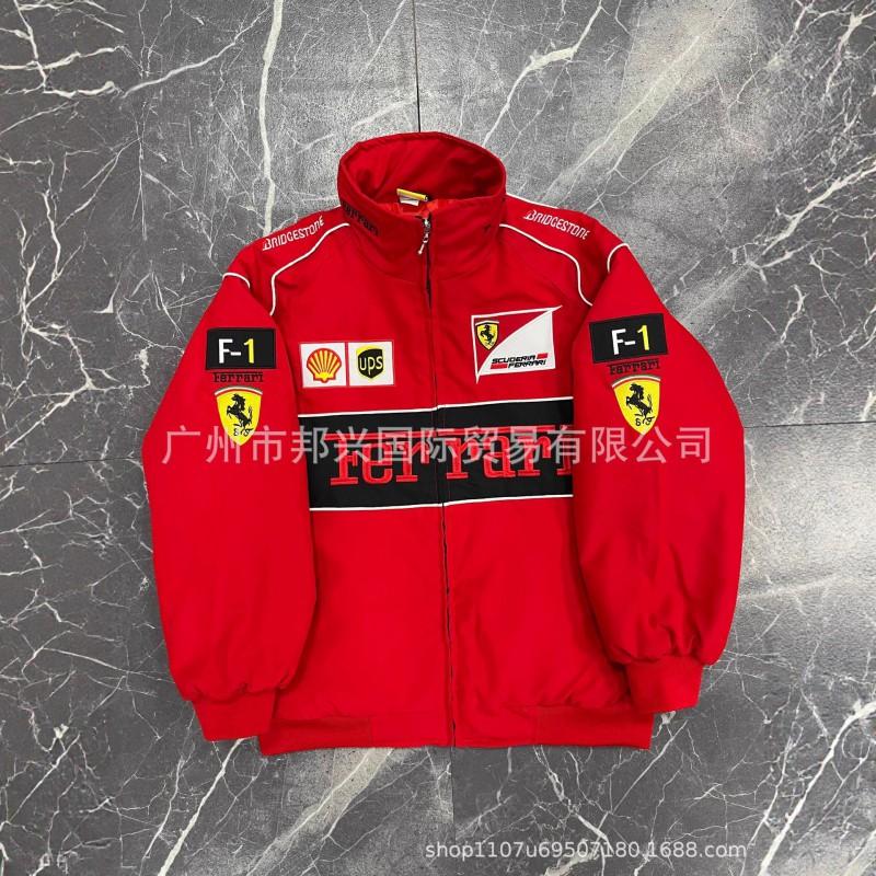Embroidered F1 Racing Jacket Cotton Padded Winter Motorcycle Riding Men Women