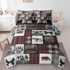 Erosebridal Rustic Farmhouse Comforter Set 7 Pcs Queen,Retro Cabin Lodge Down Comforter,Hunting Bear Deer Bed in a Bag,Country Maple Leaves