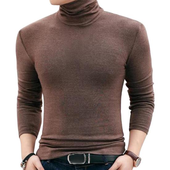 Men Turtleneck Top Long Sleeve Base Shirt Slim Fit Pullover Casual Warm Tee for Fall Winter Daily Wear Home Office