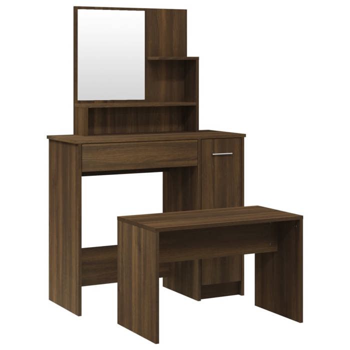 VidaXL Vanity Set Makeup Table Stool Dressing Table Bedroom Furniture Interior Oak 3114154