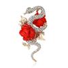 Wuli&baby Роскошные броши в виде розы и змеи для женщин, 2-цветные блестящие броши-булавки 'Год Змеи', подарки для вечеринок