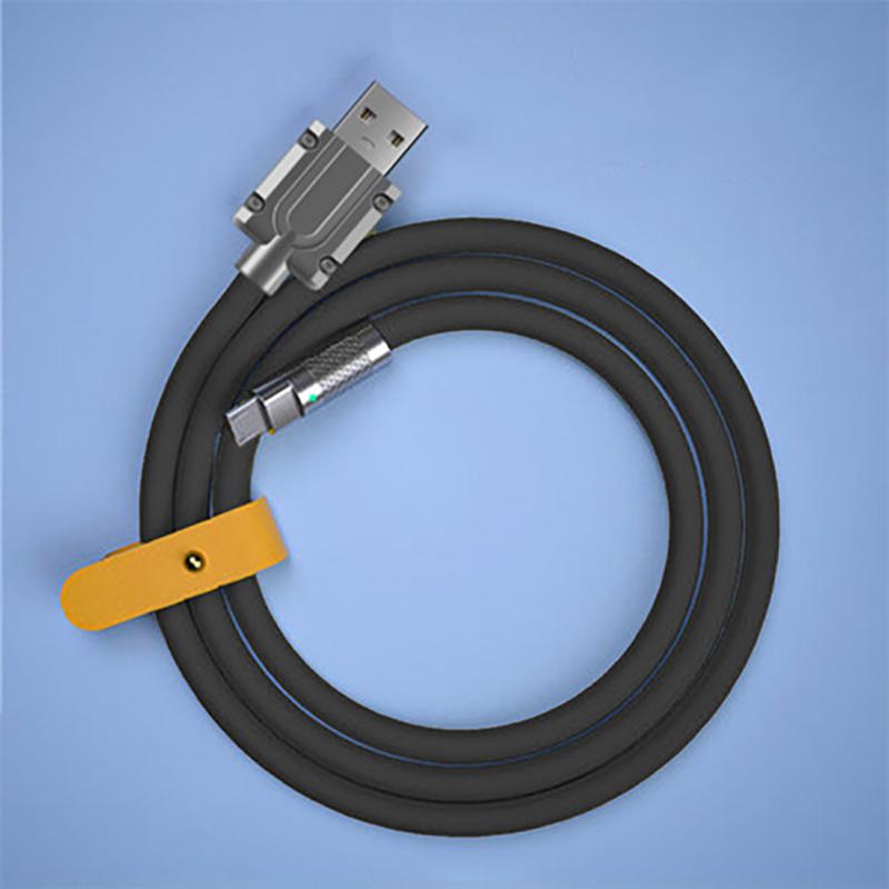 120W 6A Super Fast Charge Liquid Silicone Cable Type C Charger Micro USB Data Line 2m with Indicator Light