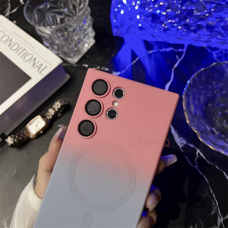 S 24 23 22 Note 20 Магнитный беспроводной зарядный чехол для Samsung Galaxy S23 S22 S24 S21 S20 Ultra Fe Plus 5g градиентный силиконовый чехол