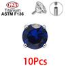 10 шт. ASTM F136 Титан Внешняя резьба Кубический цирконий Топ для пирсинга губ, лабрета, ушей, сережек G23, аксессуар для пирсинга тела