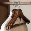 5Pcs Wood Hangers Sturdy Durable Space-Saving Clothes Hanger with Metal Hooks Closet Organizer Home Supply