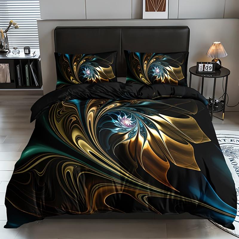 Modern Abstract Marble Bedding Set Breathable All-Season Duvet Cover With 2 Pillowcases Machine Washable Home Dorm Decor