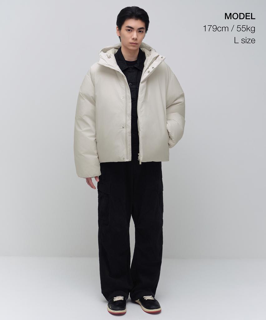 Musinsa Standard Minimal Hooded Down Short Padded Jacket [Dusty Cream]
