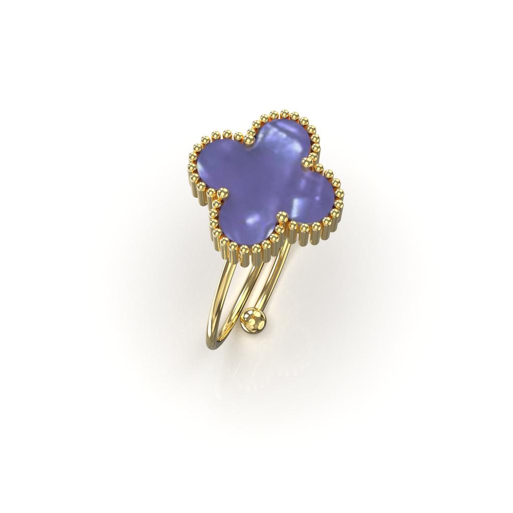 Petal Four-leaf Clover Titanium Steel Mother-of-pearl Ring Female Adjustable Finger Ring Niche Small Fresh Small Design Index Finger Ring