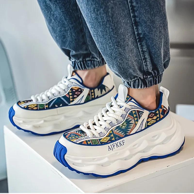 Men's Sneakers 2024 Autumn/winter New Korean Trendy Lace Up Sports Casual Black Shoes Anti Slip Thick Soled Fashion Men Shoes