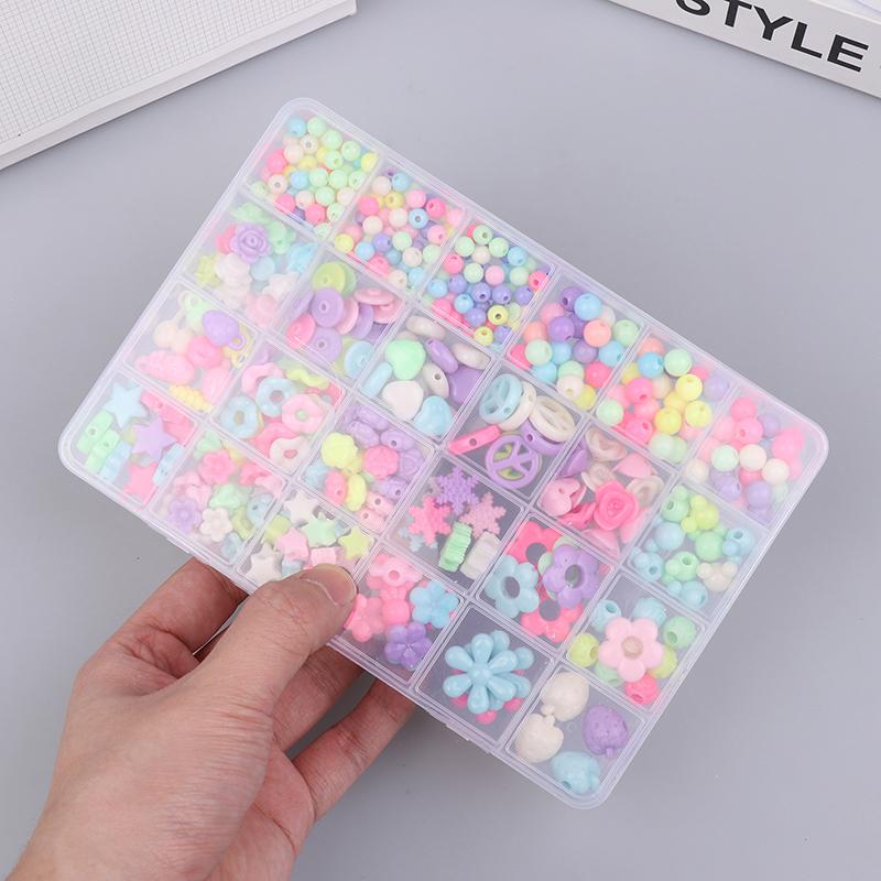 1 Set Creative Loose Spacer Beads Making Bracelet Necklace 10/24 Grid Girl Jewelry Kit Toy Diy Handmade Beaded Children'S Toys