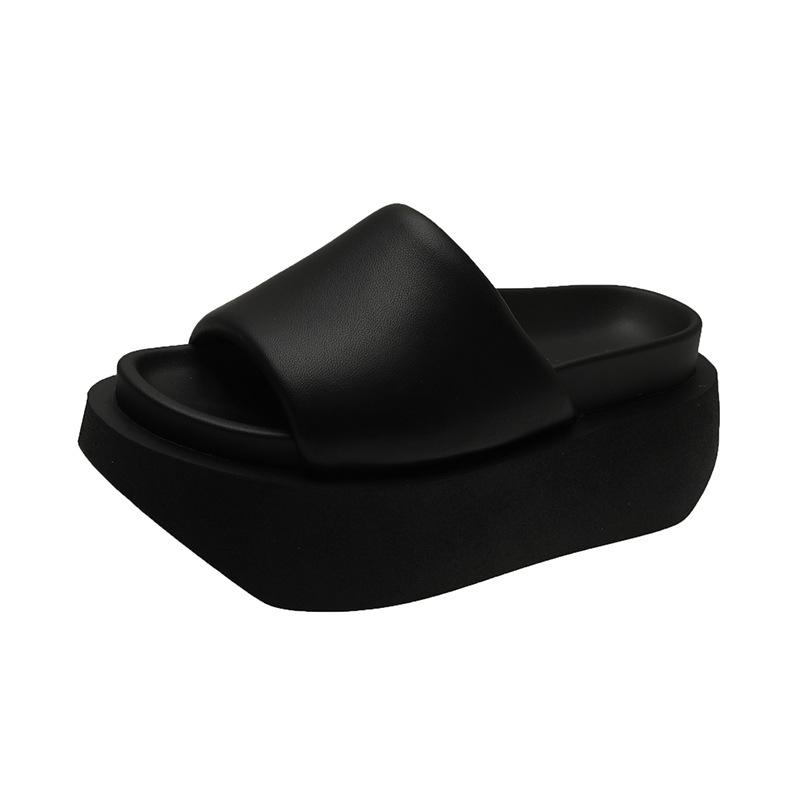 2024 Summer Height Increasing Women Slipper Fashion Open Toe Slip On Sandalias Ladies Elegant Outdoor Beach Platform Slides