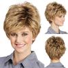 Synthetic Ombre Blonde Wigs for Women Short Hair Mom Wig with Bangs Brown Mixed Blond Pixie Cut Wigs Mother Grandma Gift Costume