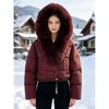 Luxury Short Cotton Puffer Coat Women Faux Fur Collar Fall Winter Slim Fit Warm Daily Wear