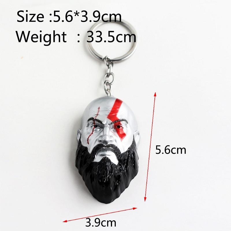 Of God War 4 Kratos 3d Head Keychain Leviathan Axe Key Chain Ring Metal Jewelry