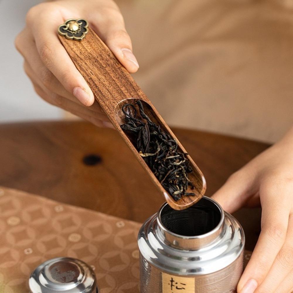 Retro Tea Scoops Natural Wooden Teaspoon Tea Leaves Holder Sugar Powder Spoon  Living Room