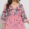 Spring Women's Plus Size Dress Floral Elastic Waist Flared Sleeve Vacation Long Dress