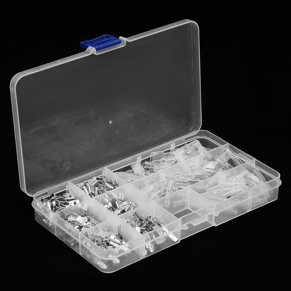 270pcs Male  Female Spade Crimp Terminal Connector Kit With Insulated Sleeve