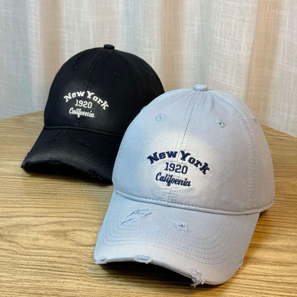 Spring and summer new versatile wide-brimmed baseball cap for women, casual and fashionable distressed duckbill cap that makes the face look smaller