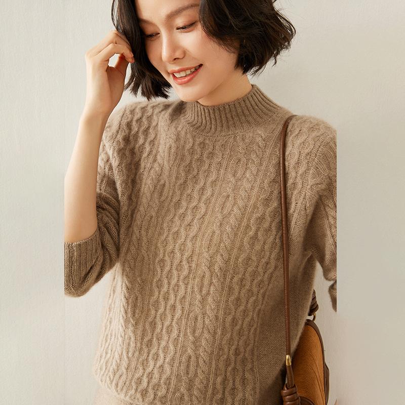 Women's Cashmere Sweater Qinghe Cashmere 100% Cashmere Autumn and Winter Cashmere Thickened Pullover Soft and Warm