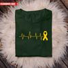 Heartbeat Gold Ribbon T-Shirt Printed Childhood Breast Cancer Awareness Mens Top