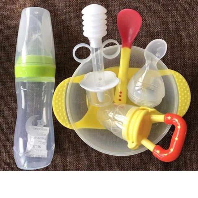 7 в 1, 120 мл, мягкая силиконовая пищевая добавка для малышей, бутылочки для кормления с рисом и хлопьями, ложка, чашка для хранения еды, набор мисок