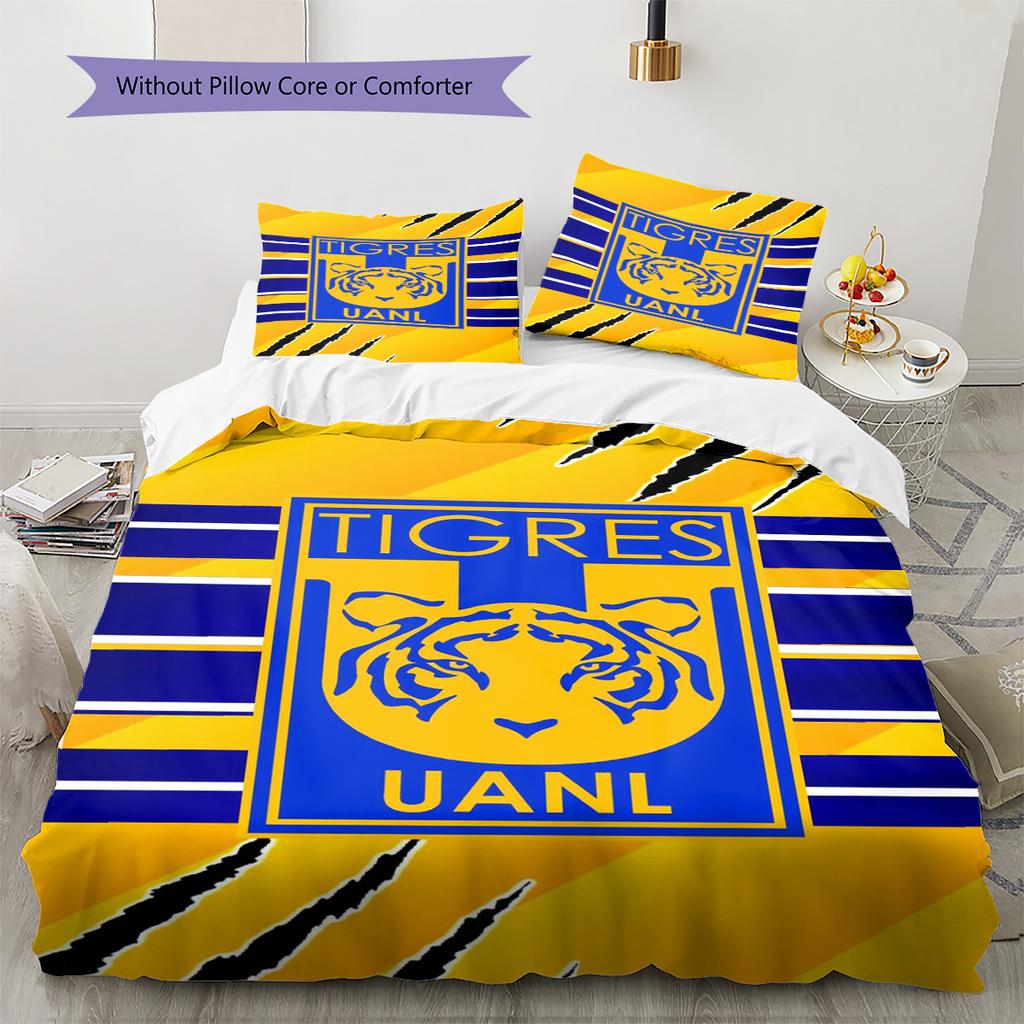 Tigres UANL Pattern Bedding Set Quilt Cover Pillowcase Home Decor Gift (1 * duvet cover + 2 * pillowcase, without core)