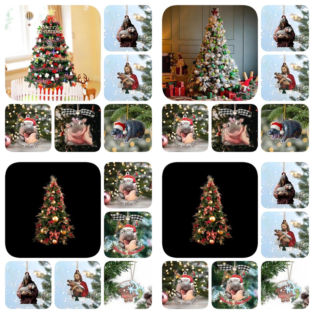 Очаровательный Бегемотик Му Му Рождественский Подарок И Милое Украшение на Елку для Праздничного Настроения