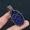 Blue Sapphire & Moonstone Gemstone Handmade Pure Copper Wire Wrapped Pendant Jewelry For Thanksgiving