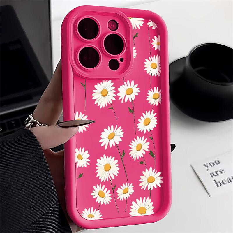 Силиконовый чехол для телефона с цветком ромашки для iPhone 13 Чехол iPhone 11 12 14 15 16 Pro Max XR X XS 7 8 Plus SE 2 3 Мягкий противоударный чехол