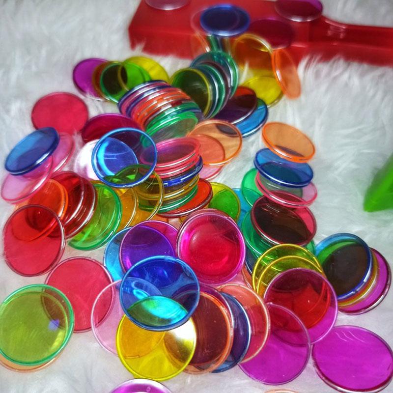 100Pcs Montessori Color Cognitive Math Learning Education Toys For Children Magnetic Stick With Plastic Coin Classroom Supplies
