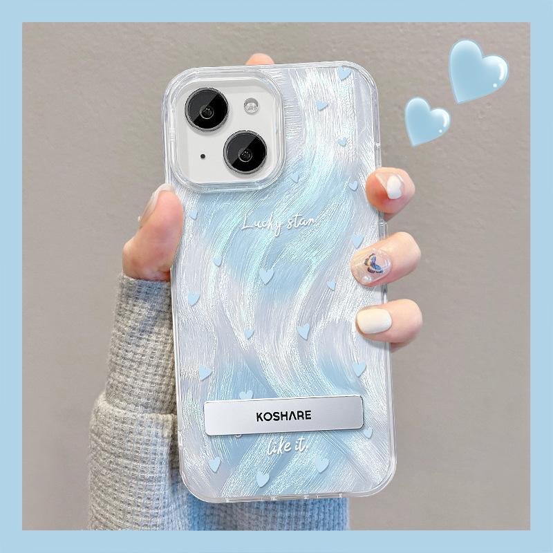 Подходит для Apple 15 Пуховая пряжа Чехол для мобильного телефона Летний Iphone14pro Разводы Любовь Невидимая подставка 13 Большое отверстие Противоударный X