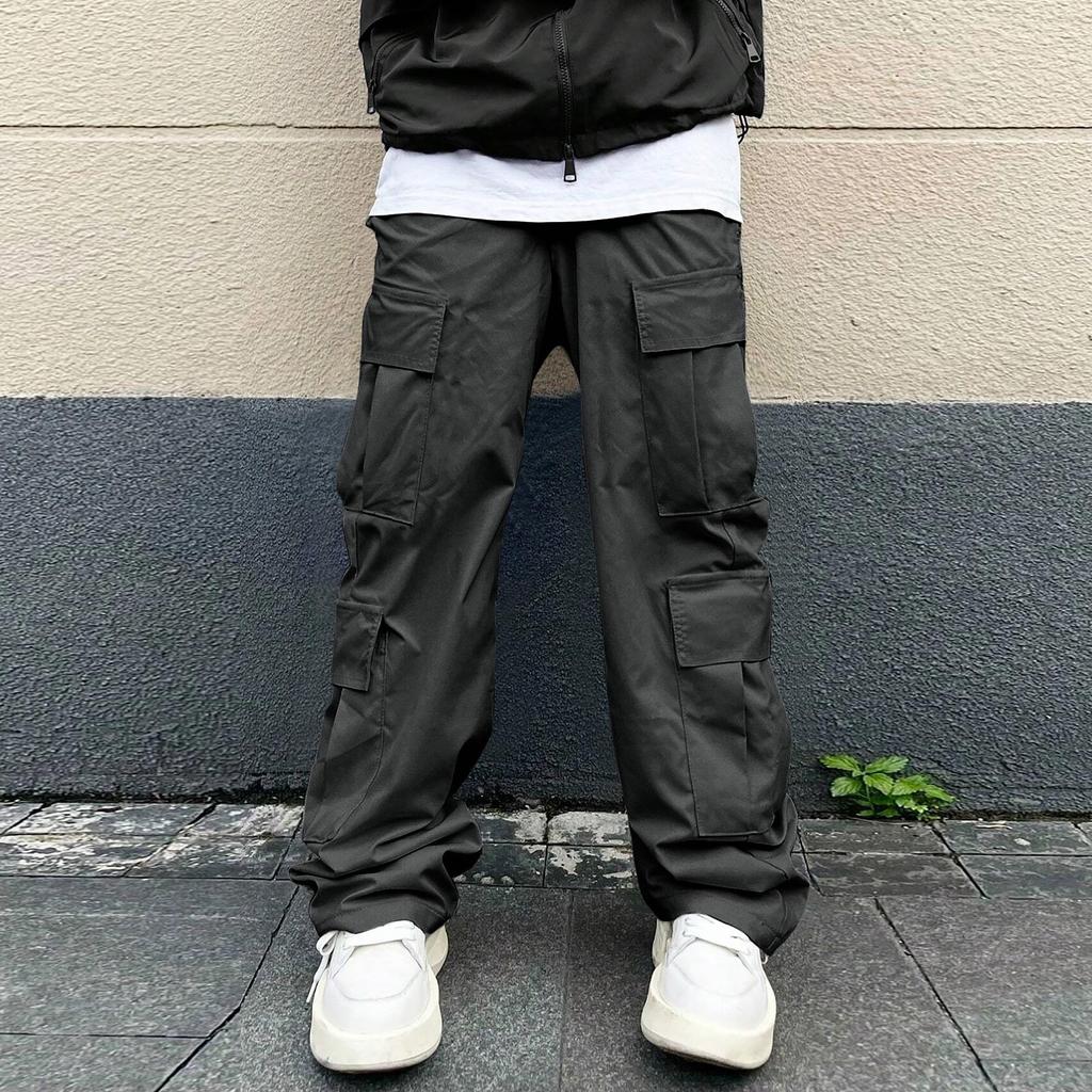 Men's Overalls Drawstring Multi Pocket Casual Pants Hiking Pants Cotton Twill Pants