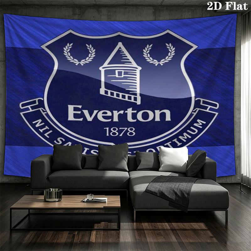 Everton F.C Football Club Glossy Shield Tapestry, Soccer Team Crest Pattern Wall Hanging for Fan Room
