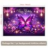 2D Glowing Butterfly Birthday Backdrop Purple Sparkle Floral Party Photo Booth Prop