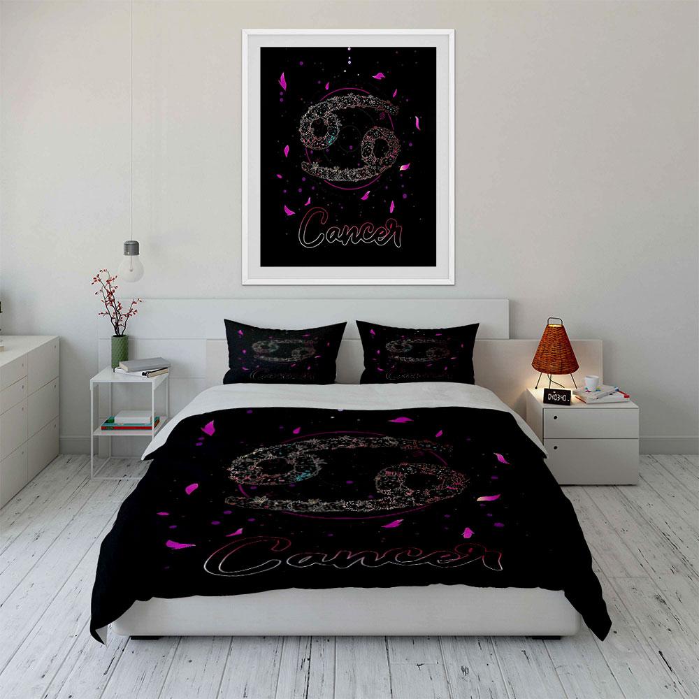 "Zodiac Cancer Bedding Set" Bedding Duvet Cover Set Duvet Cover Pillowcases (1 * Duvet Cover 2 * Pillowcases, without duvet insert)