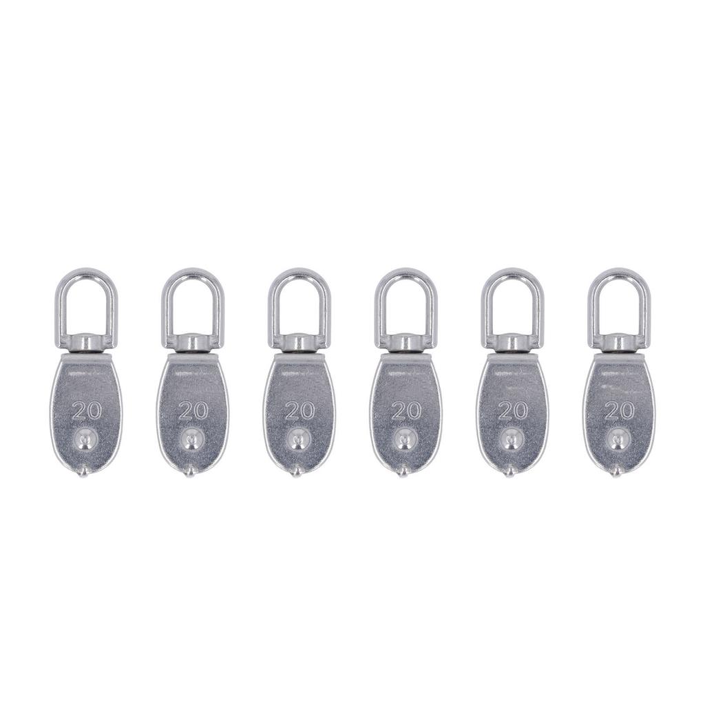 6Pcs Pulley Block Stainless Steel M20 75kg Bearing Swivel Pulley Wheel with M7 Spring Hook