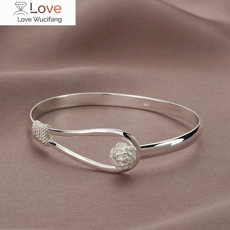 Adjustable Silver Color Flower Charm Bracelet &Bangle For Women Fashion Elegant Wedding Party Jewelry Sl212