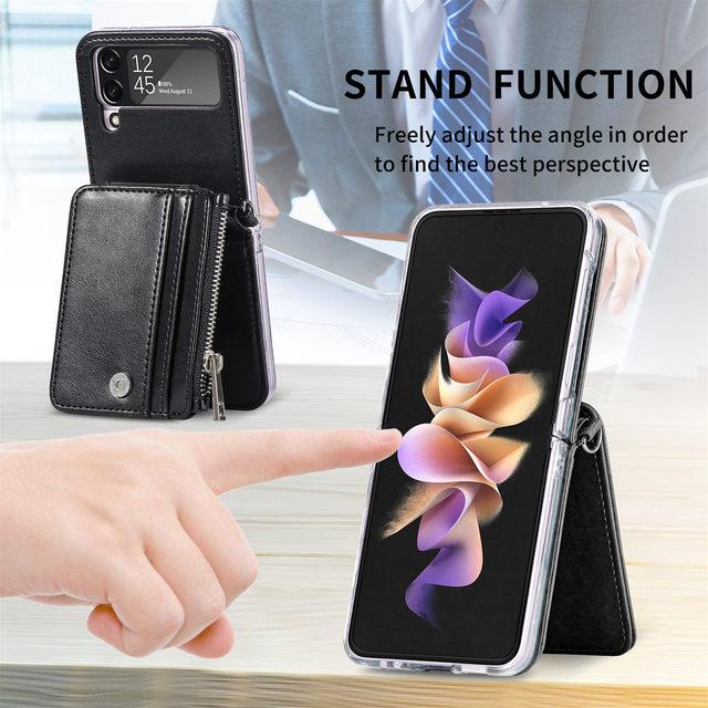 Кожаный складной чехол с полной защитой для Samsung Galaxy Z Flip 4 5g Flip4 Flip3 Flip 3 Business, чехол на шнурок