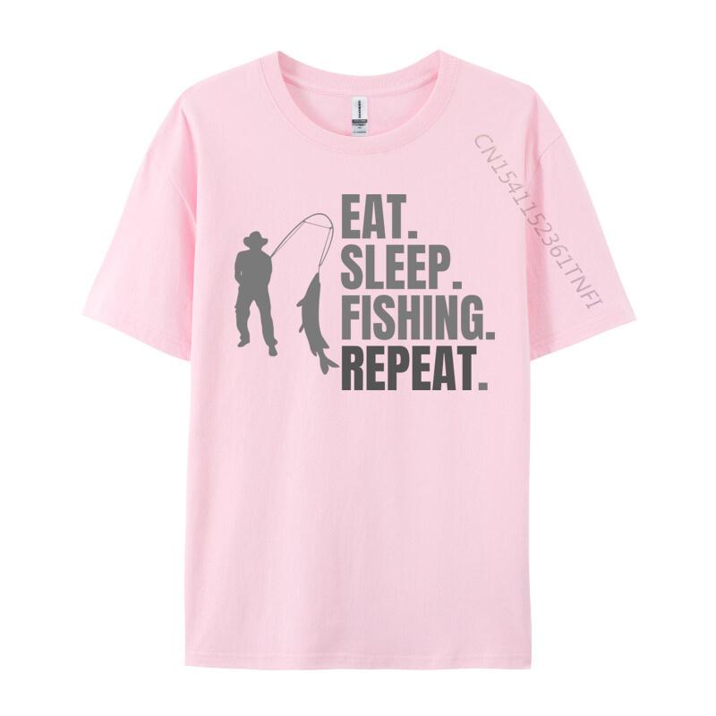 Eat Sleep Fish Repeat Tshirt Cotton Fabric Tops Tees for Men Print Tshirts Normal Faddish ONeck TeeShirt