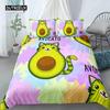 Пододеяльник с изображением авокадо, мультяшный комплект постельного белья с забавным рисунком авокадо для детей, мальчиков и девочек, взрослых, микрофибра, летняя фруктовая тема, королевское одеяло, покрывало