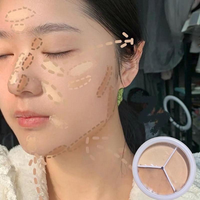 Легкий и безупречный трехцветный консилер, контурирующий чехол, пятна на лице, прыщи, контроль жирности, увлажняющее отбеливание, стойкая водостойкая студенческая косметика
