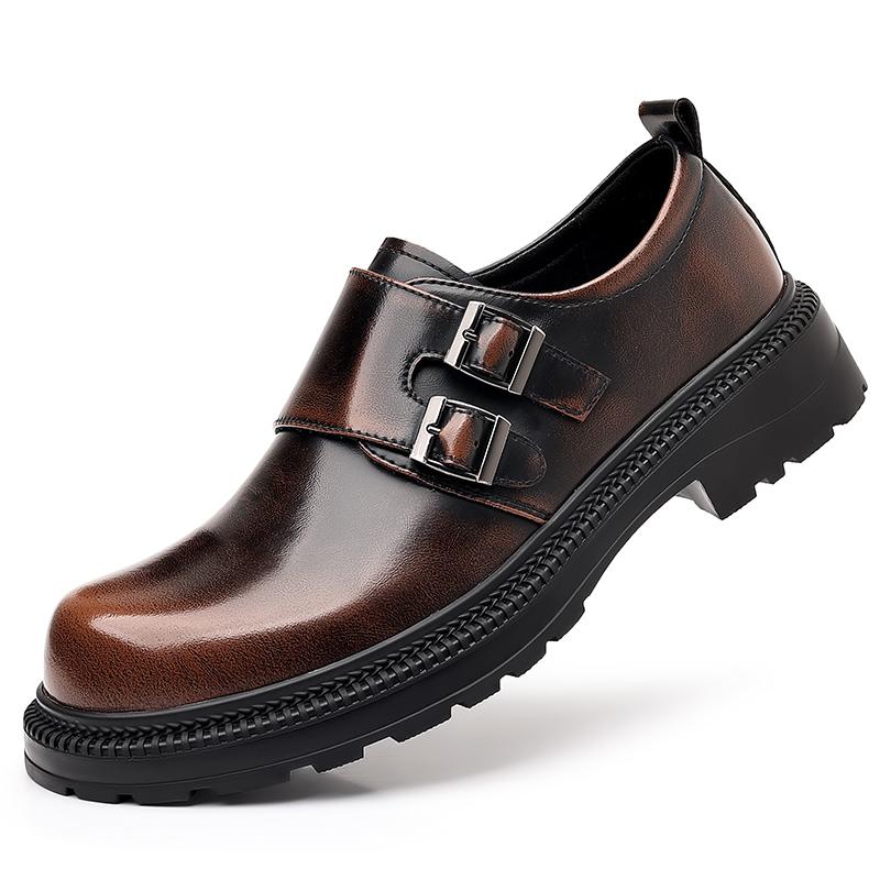 Fashion Luxury Men Flat Designer Shoe Brand Casual Leather Thick Sole Casual Business Dress Shoe Youth Vintage Trend Outdoor Oxford Shoe