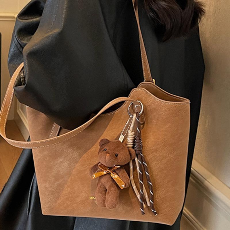 Ретро сумка большой вместимости женская зимняя новая повседневная сумка через плечо для поездок на работу простая текстурная сумка-тоут