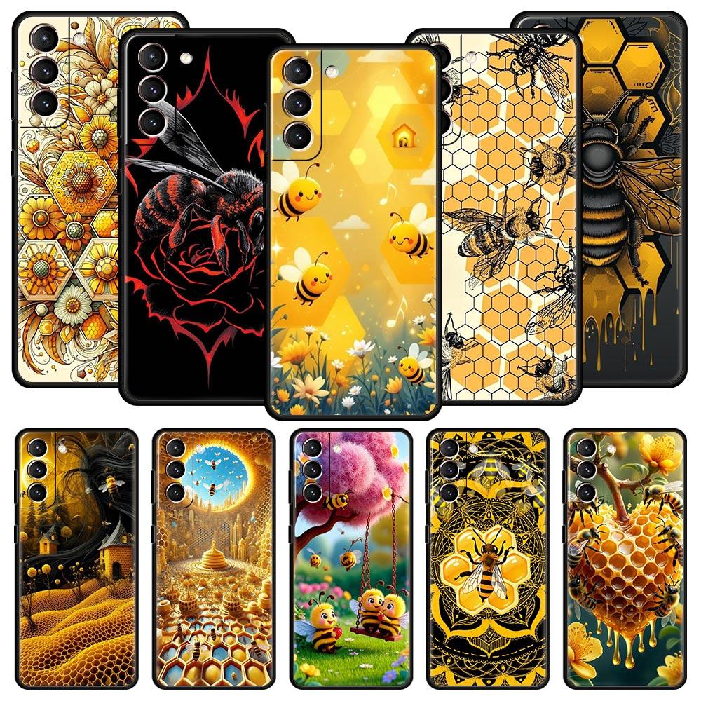 Honeybee Flower Pattern Phone Case Cover for Samsung Galaxy S26 S25 S24 S23 S22 S20 S21 FE Ultra S25 Edge Plus 5G Soft TPU Shell