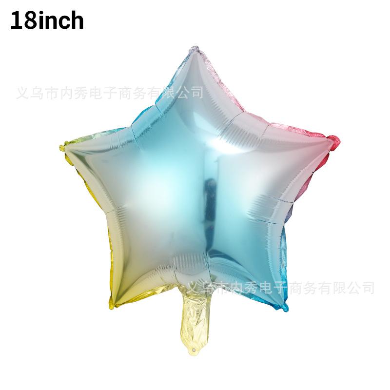 18-Inch Light Version Of Pentagram Aluminum Film Balloon Solid Color Star Balloon Aluminum Foil Birthday Party Decoration Arrangement