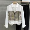 New Spring and Autumn Leisure Loose Fit Japanese Literature Printing Trend Fashion Oversize Versatile Men's Shirt Coat