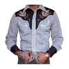 Men Spring Shirt Vintage Western Cowboy Print Single-breasted Slim Fit Long Sleeve Turn-down Collar Buttons Streetwear Casual Business Shirt