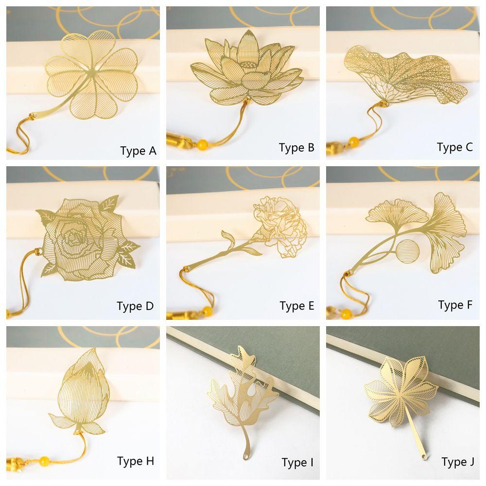 School Stationery Student Gifts Leaf Metal Bookmark Reading Mark Books Accessories Brass Book Clip