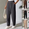 Women's Elastic High-Waist Corduroy Pleated Wide-Leg Pants with Pockets - Casual, Comfortable, Loose Fit for Autumn