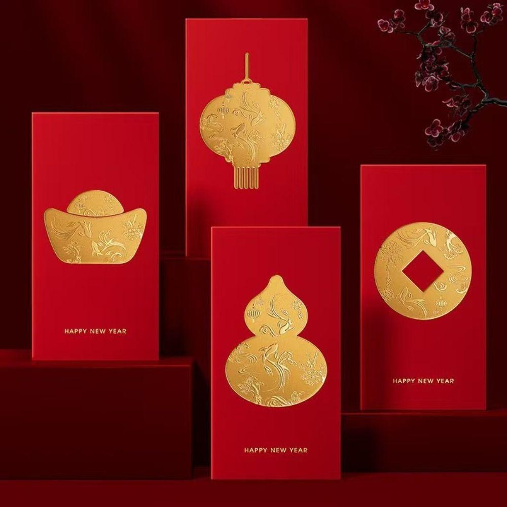 5/6/8pcs Traditional Red Packet Cartoon Luck Pocket New Year Blessing Red Envelope Gift